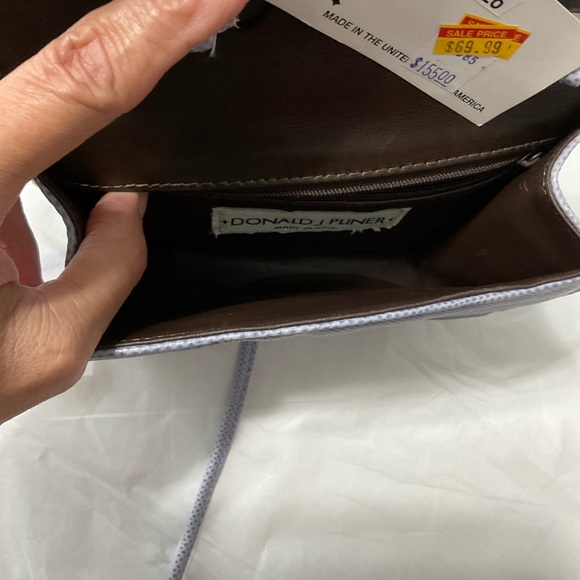 Donald J Pliner Pebbled Cowhide Leather X Body Purse - Picture 6 of 8